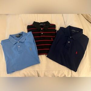 Ralph Lauren Polo Shirt Set - Light Blue, Black with Red Stripes, Navy